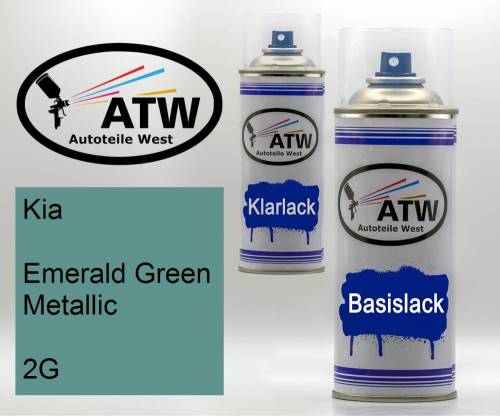 Kia, Emerald Green Metallic, 2G: 400ml Sprühdose + 400ml Klarlack - Set, von ATW Autoteile West.
